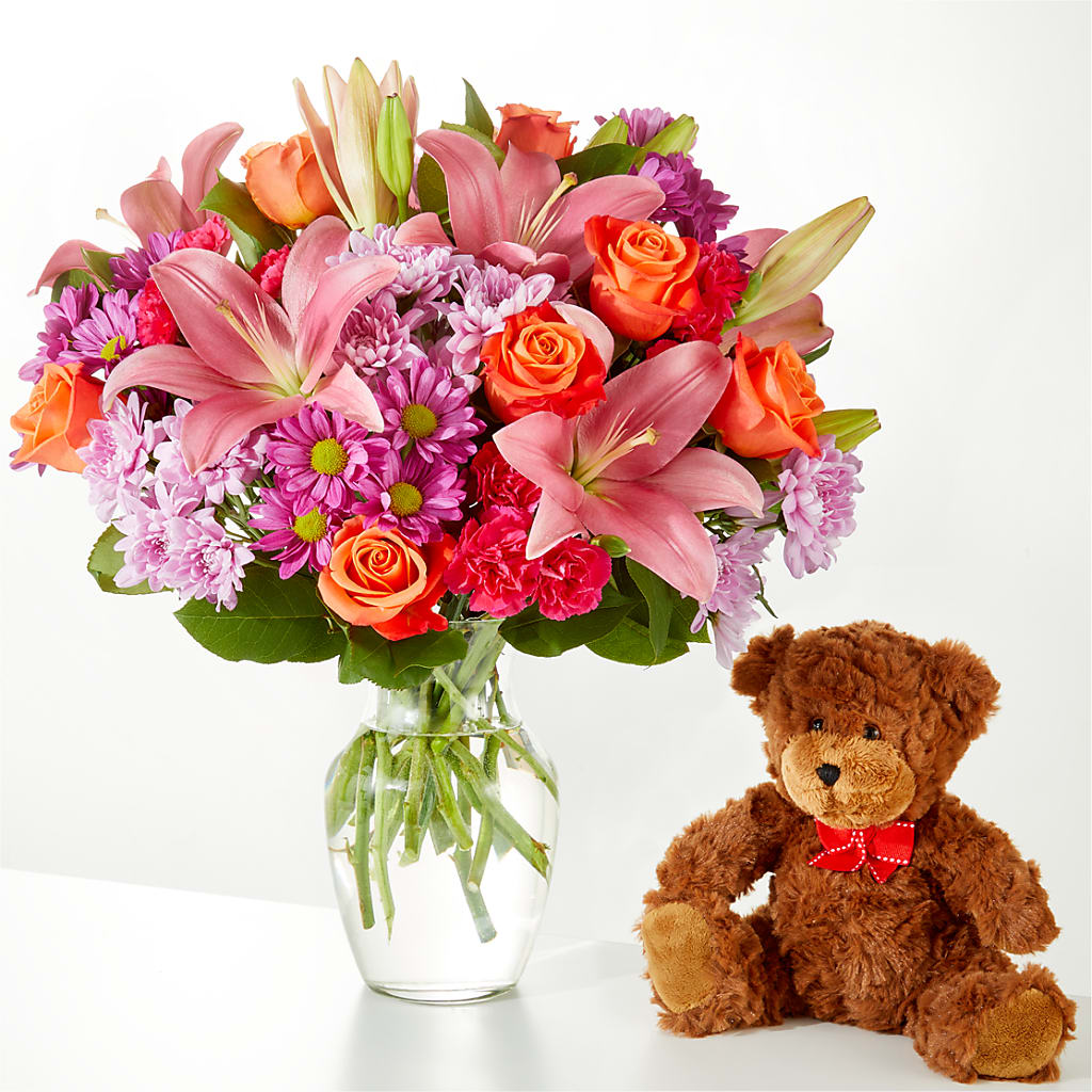 One and Only Bouquet and Bear Bundle – Your Beautiful Flowers, Scranton PA