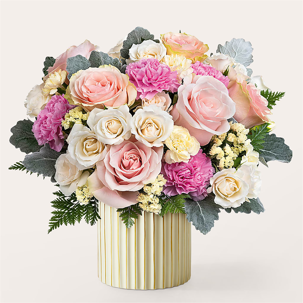 Blissful Moments Bouquet with Ivory Vase – Your Beautiful Flowers, Scranton PA