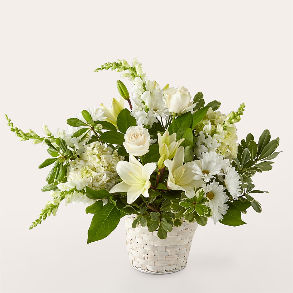 Ivory Elegance Floral Basket – Your Beautiful Flowers, Scranton PA