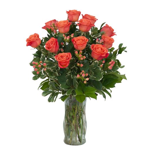 Orange Roses and Berries Vase – Your Beautiful Flowers, Scranton PA