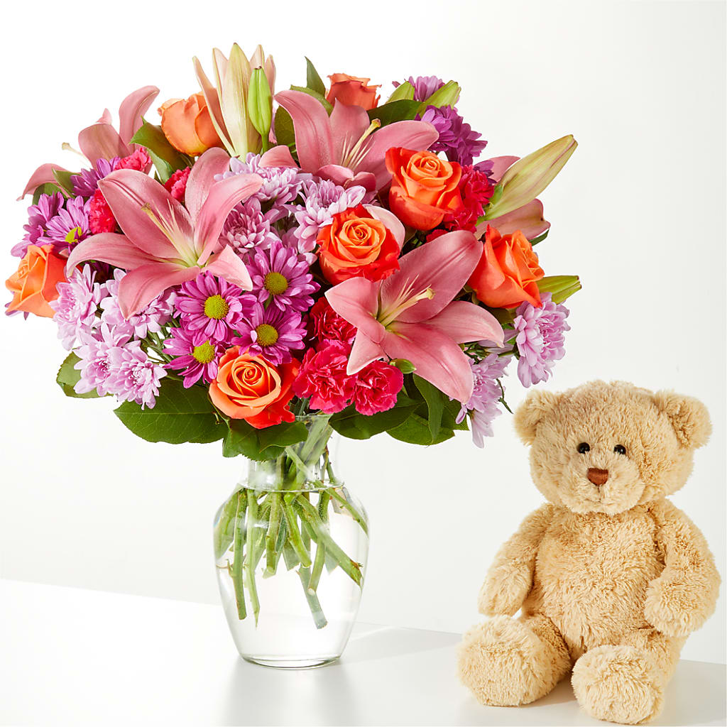 One and Only Bouquet and Bear Bundle –  Your Beautiful Flowers, Scranton PA