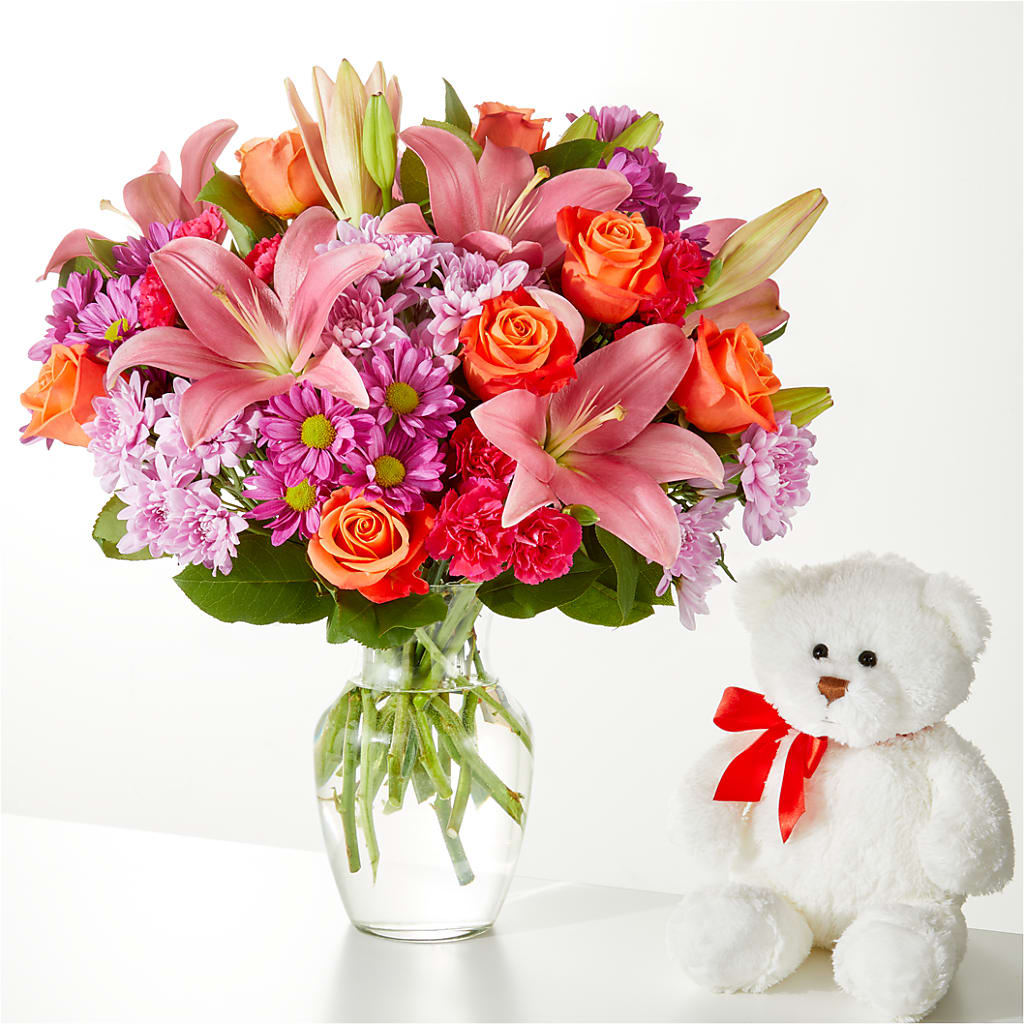 One and Only Bouquet and Bear Bundle –  Your Beautiful Flowers, Scranton PA