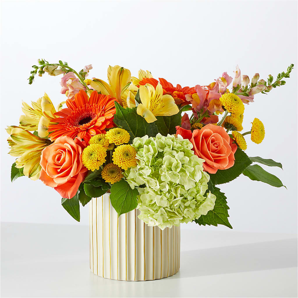 Autumn Sunshine Bouquet with Ivory Vase –  Your Beautiful Flowers, Scranton PA