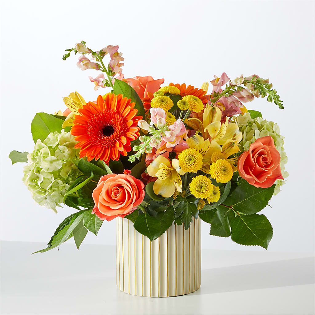 Autumn Sunshine Bouquet with Ivory Vase –  Your Beautiful Flowers, Scranton PA