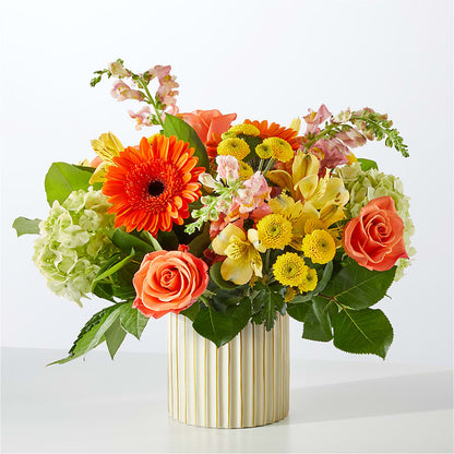Autumn Sunshine Bouquet with Ivory Vase –  Your Beautiful Flowers, Scranton PA