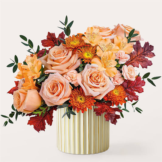 Spiced Latte Bouquet with Ivory Vase –  Your Beautiful Flowers, Scranton PA