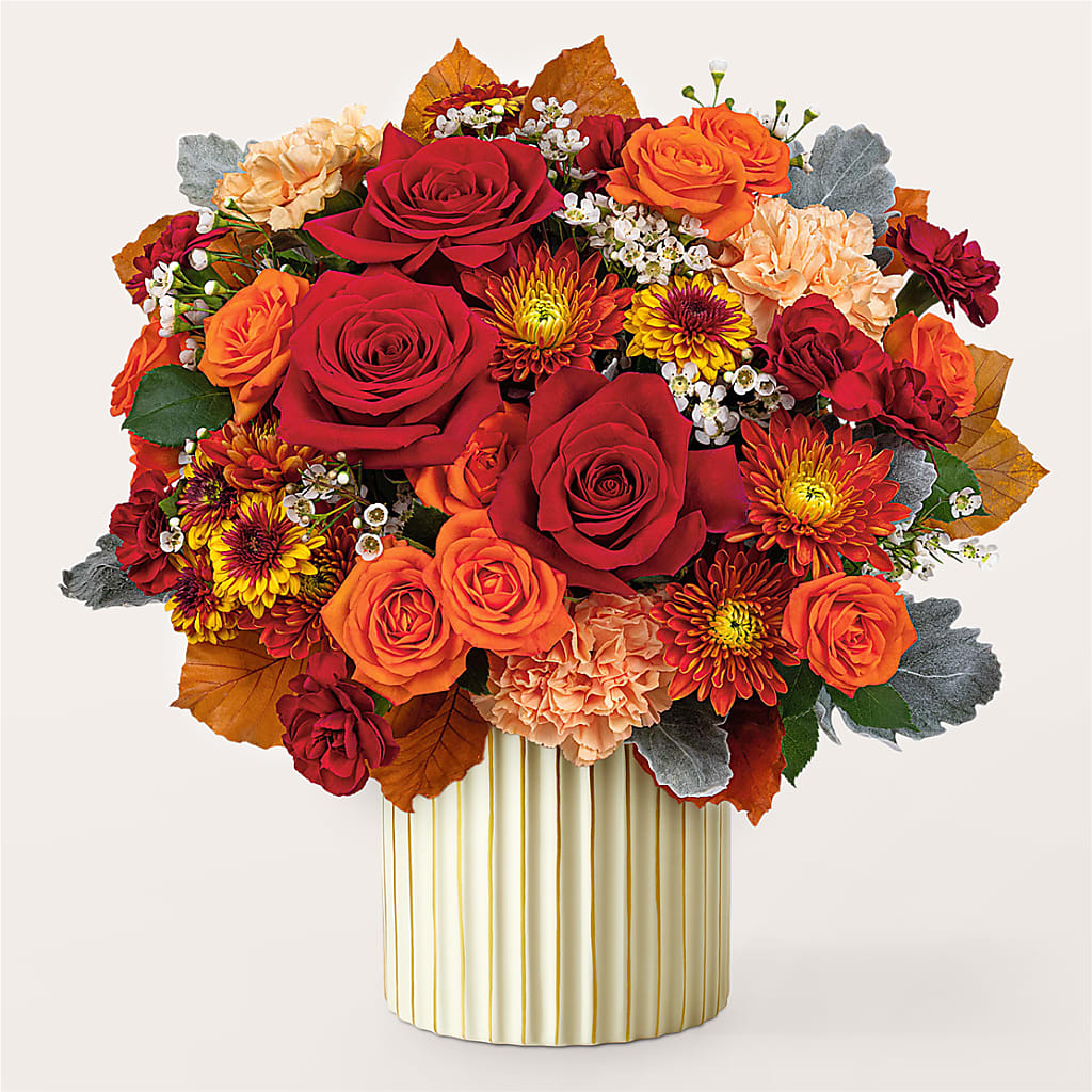 Merlot Bouquet with Ivory Vase –  Your Beautiful Flowers, Scranton PA